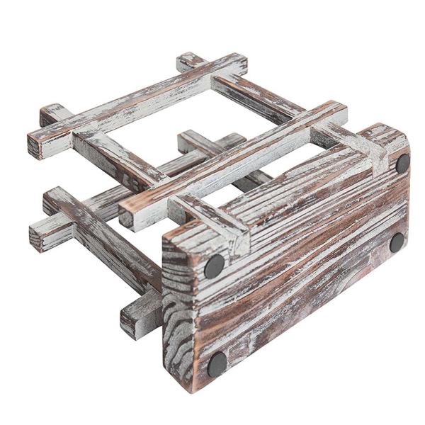 直立ナプキンホルダー、ダイニングテーブルペーパーナプキンディスペンサースタンド、クロスコーナーティッシュホルダー、家庭用素朴なトーチウッドナ