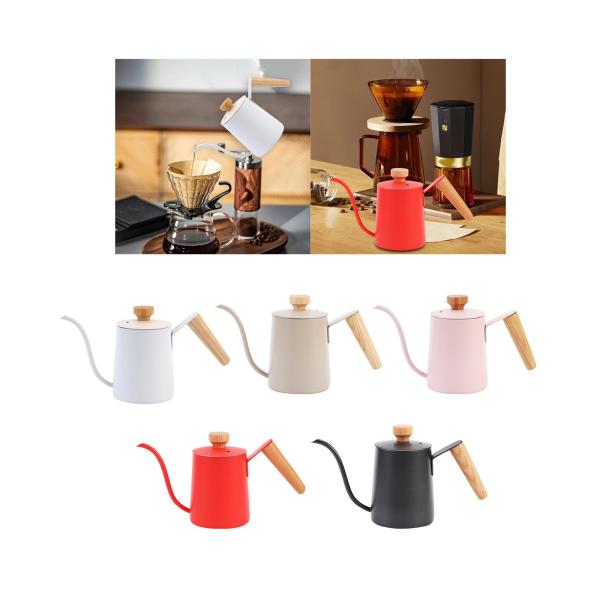 コーヒーティーポット 蓋付き 350ml 注ぎケトル キャンプ バリスタ ギフト ホワイト