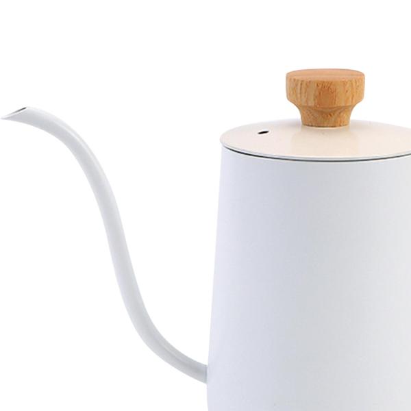 コーヒーティーポット 蓋付き 350ml 注ぎケトル キャンプ バリスタ ギフト ホワイト