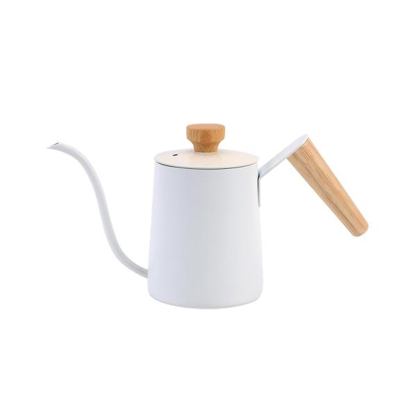 コーヒーティーポット 蓋付き 350ml 注ぎケトル キャンプ バリスタ ギフト ホワイト