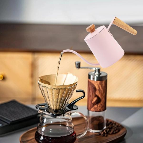 蓋付きコーヒーティーポット 350ml 注ぎケトル キャンプ用 バリスタ ギフト ピンク