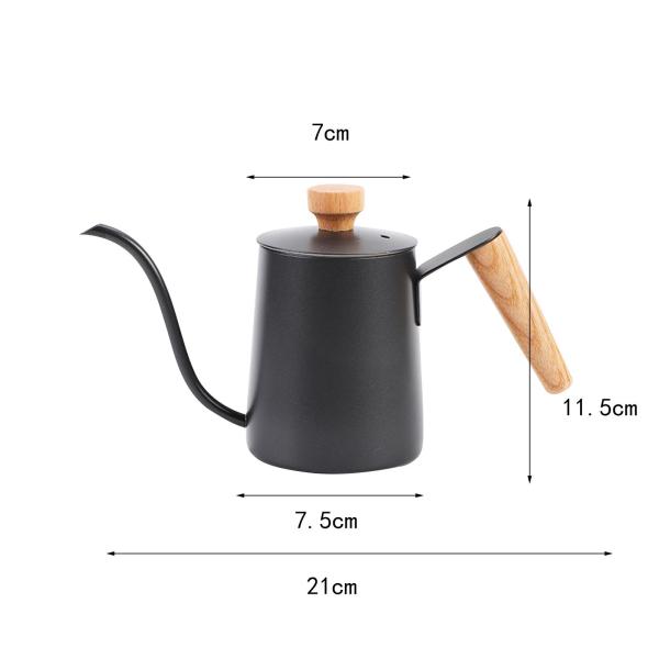 蓋付きコーヒーティーポット 350ml 注ぎケトル キャンプ用 バリスタ ギフト ブラック