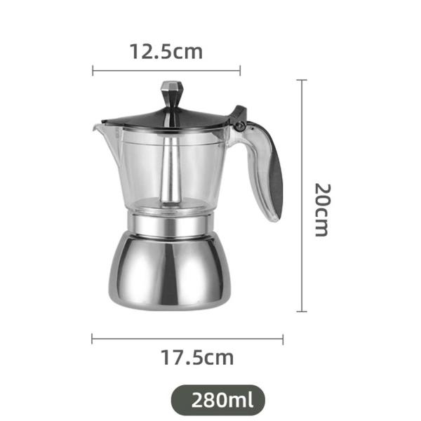 コーヒーメーカーポット漏れ防止軽量エスプレッソメーカーポットキッチン旅行用280mL