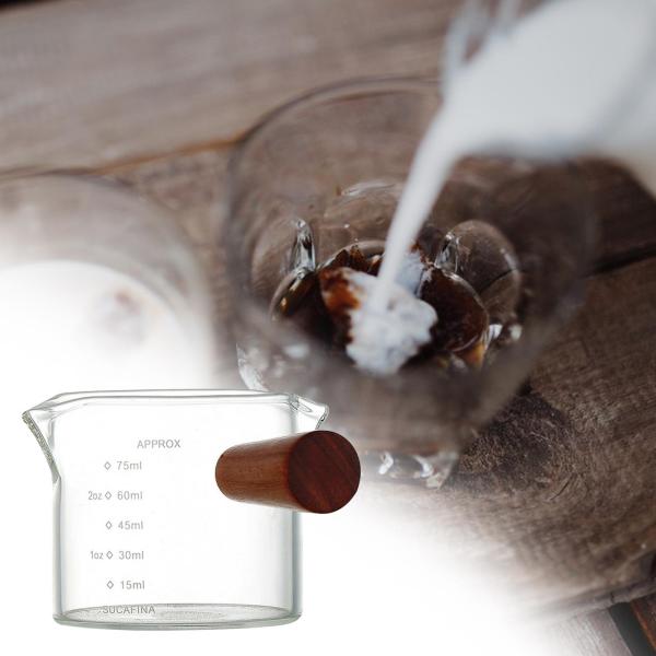 100ml エスプレッソ計量ガラスジャグカップ木製ハンドルフルーツジュース用