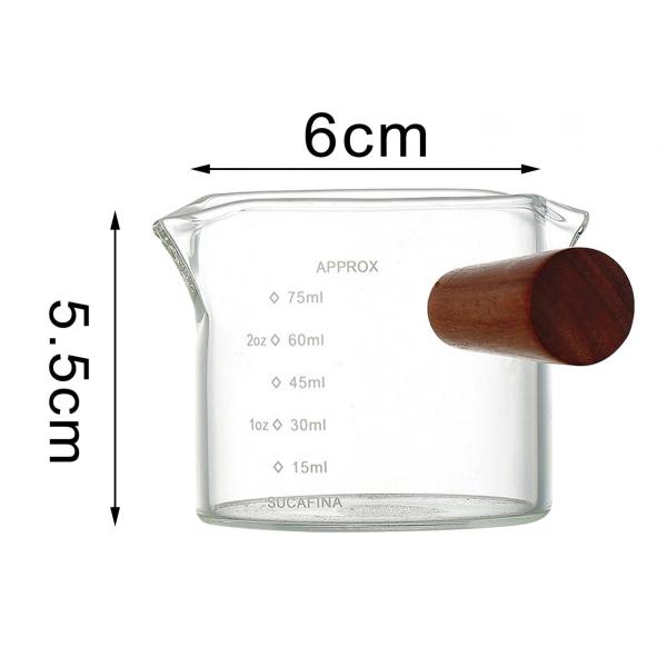 100ml エスプレッソ計量ガラスジャグカップ木製ハンドルフルーツジュース用
