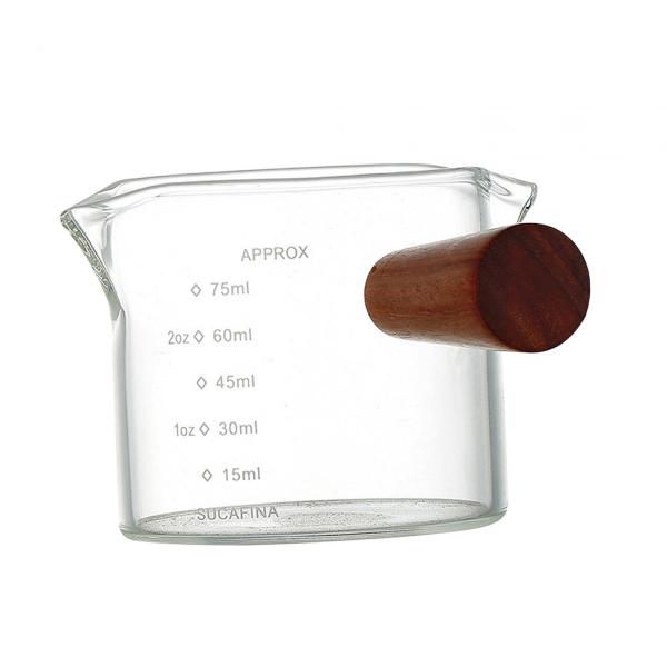100ml エスプレッソ計量ガラスジャグカップ木製ハンドルフルーツジュース用