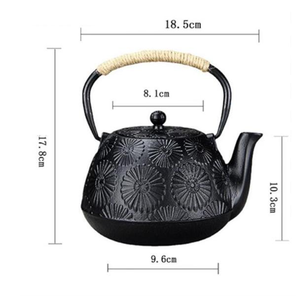 鋳鉄ケトルティーメーカー 40 オンスレトロパターン和風ティーポットエナメルインテリアルースティー電磁調理器用