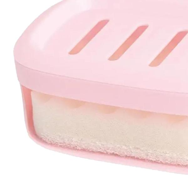 ソープセーバーケース 二重使用 二重層ソープディッシュ 浴室のシンク用 装飾用 ライトピンク