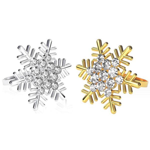 6 個のスノーフレーク ナプキン リング メタル ナプキン バックル 結婚式 クリスマス ディナー ゴールド