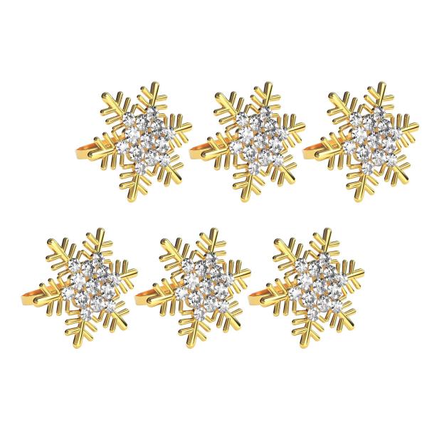 6 個のスノーフレーク ナプキン リング メタル ナプキン バックル 結婚式 クリスマス ディナー ゴールド