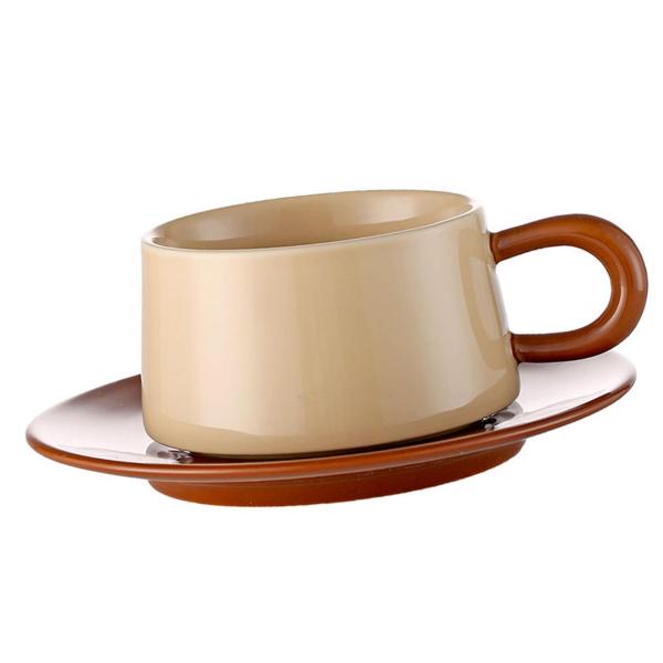 セラミックコーヒーマグ ソーサー付き セラミックラテアートカップ ノベルティ 完璧なサイズの朝食ティーミルクマグ コーヒー愛好家のための磁器｜stk-shop｜02