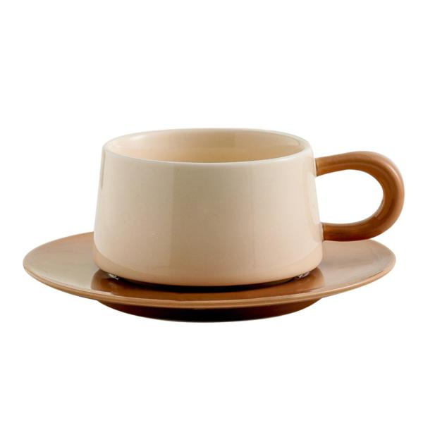 セラミックコーヒーマグ ソーサー付き セラミックラテアートカップ ノベルティ 完璧なサイズの朝食ティーミルクマグ コーヒー愛好家のための磁器｜stk-shop｜03