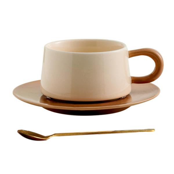 セラミックコーヒーマグ ソーサー付き セラミックラテアートカップ ノベルティ 完璧なサイズの朝食ティーミルクマグ コーヒー愛好家のための磁器｜stk-shop｜05