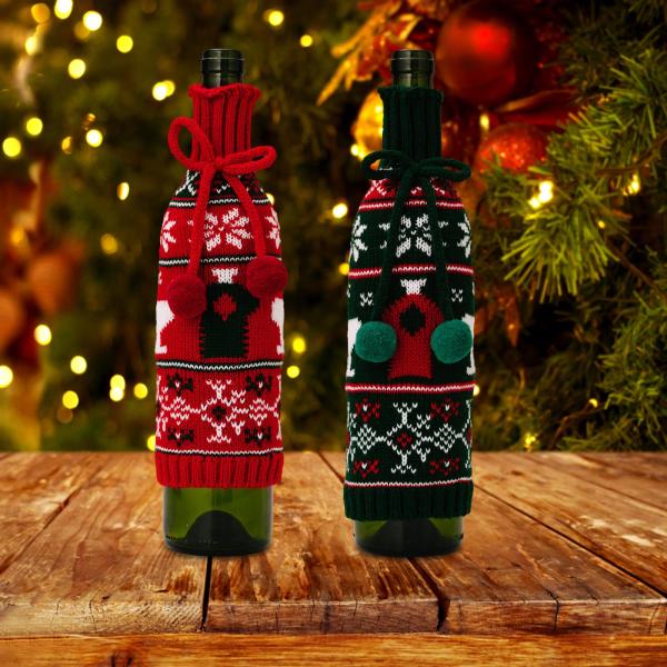 2 個クリスマスワインボトルカバーシャンパンボトルバッグホリデーギフトテーブル装飾パーティー装飾再利用可能な装飾スリーブ