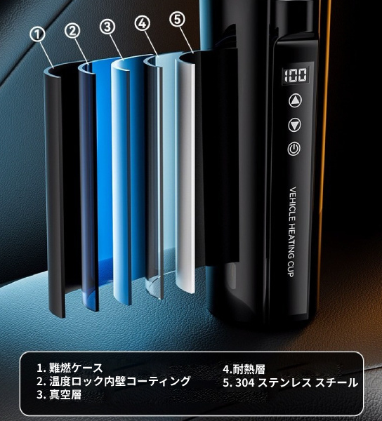 車用 湯沸かし器 ポット車載 12V 24V  保温 ボトル 車用ポット 電気ケトル 500ml  食品級ステンレス