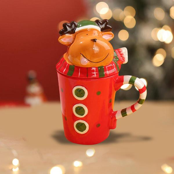 かわいいセラミックマグ クリスマスコーヒーマグ テーブルセンターピース用 クリスマスギフト クリスマスヘラジカ
