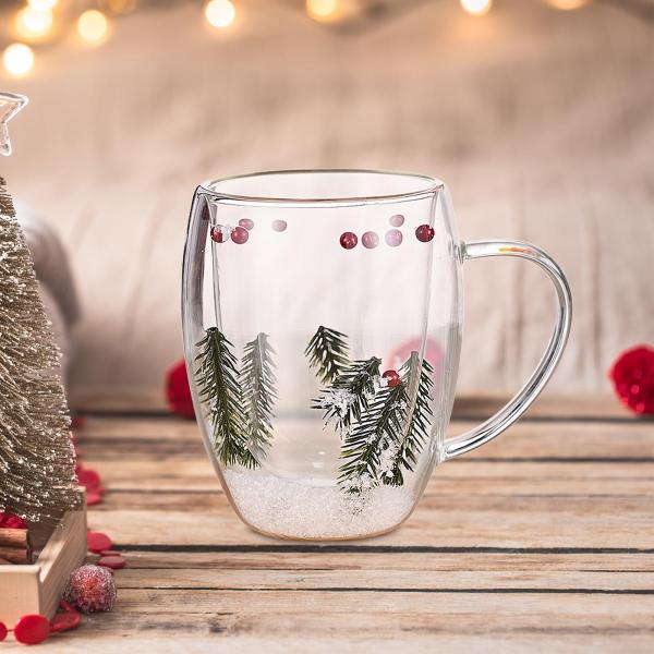 クリスマスガラスコーヒーマグ水カップ 350 ミリリットルホットまたはコールドドリンク茶装飾エスプレッソカップコーヒーミルクマグ誕生日ギフト
