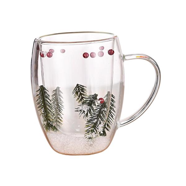 クリスマスガラスコーヒーマグ水カップ 350 ミリリットルホットまたはコールドドリンク茶装飾エスプレッソカップコーヒーミルクマグ誕生日ギフト