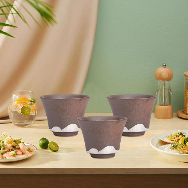 3x セラミックティーカップセットコーヒーカップティーケトル手作りカンフーカップマグお茶愛好家のためのギフトピクニックティーハウスキッチン家