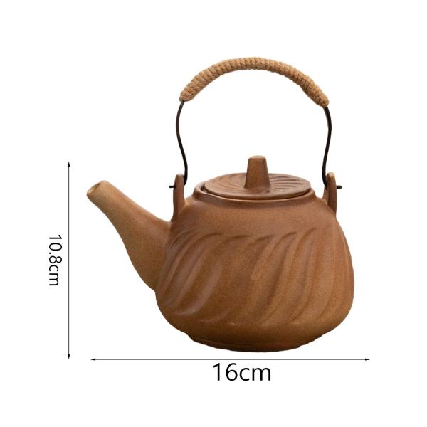 日本茶ケトル セラミック ティーポット 蓋付き 沸騰したお湯 インフューザー付き ティーケトル コンロトップ 磁器 家庭用 BBQ キャンプ