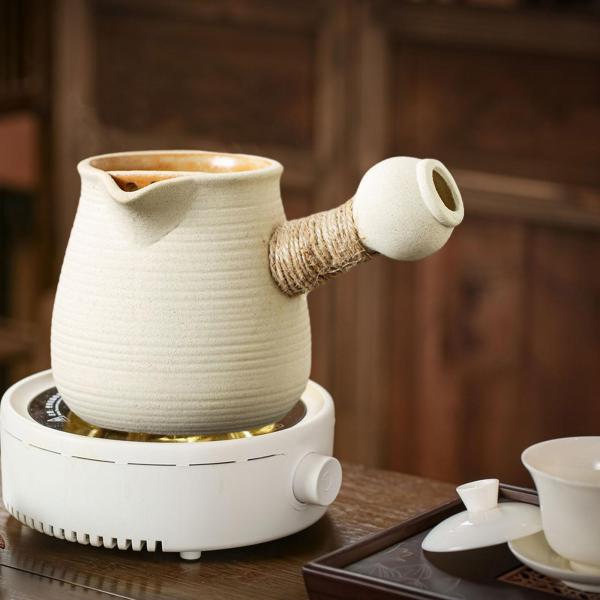 磁器ティーポット素朴な火傷防止ハンドル付き屋外ハイキングティーハウス用 380ml
