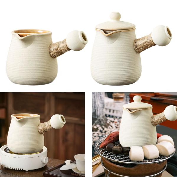 磁器ティーポット素朴な火傷防止ハンドル付き屋外ハイキングティーハウス用 380ml
