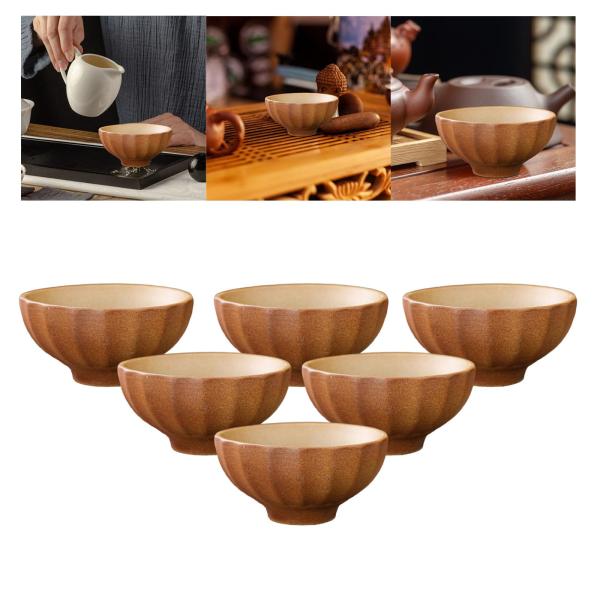 6 個セラミックティーカップセットコーヒーカップ手作りマグカンフーティーカップ家庭用大人男性女性カフェ茶道パーティーオフィス
