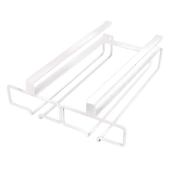 キャビネットの下のワイングラスラックメタルバーハンガーシェルフキッチンステムウェアホルダーホワイト