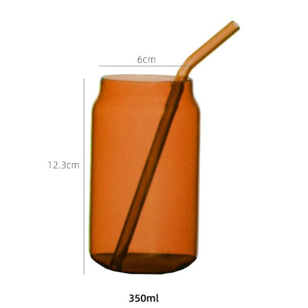 ガラスカップ ストロー飲料ボトル付き 休日の集まり用 子供 ティーン 大人 アンバー