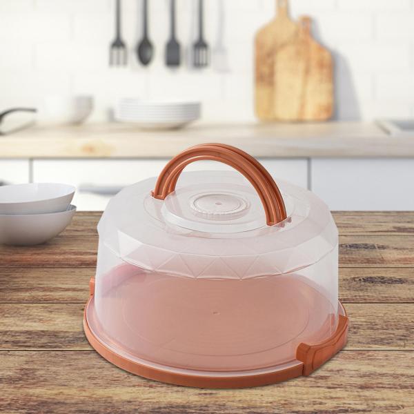 8インチ パイケーキキャリア 蓋付き ケーキ輸送コンテナ クッキー用 カップケーキ オレンジ