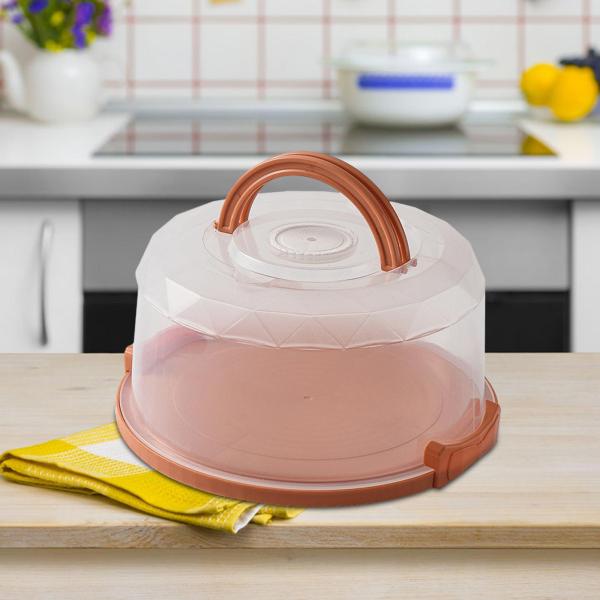 8インチ パイケーキキャリア 蓋付き ケーキ輸送コンテナ クッキー用 カップケーキ オレンジ