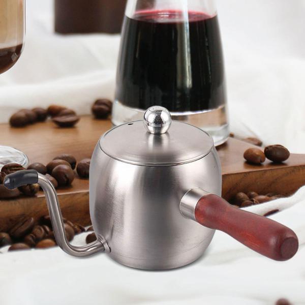 ポアオーバーコーヒーケトル 500ml グースネックケトル ホームキッチン用 バリスタ ギフト シルバー