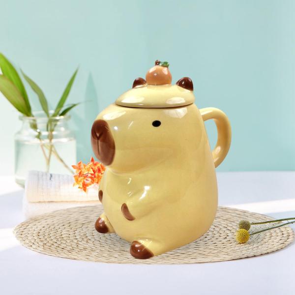 Capybara ティーカップ ミルクマグ ティーマグ 450 ml 誕生日ギフト コーヒーマグ ドリンクカップ 好意 オフィス 感謝祭 女性、男性 