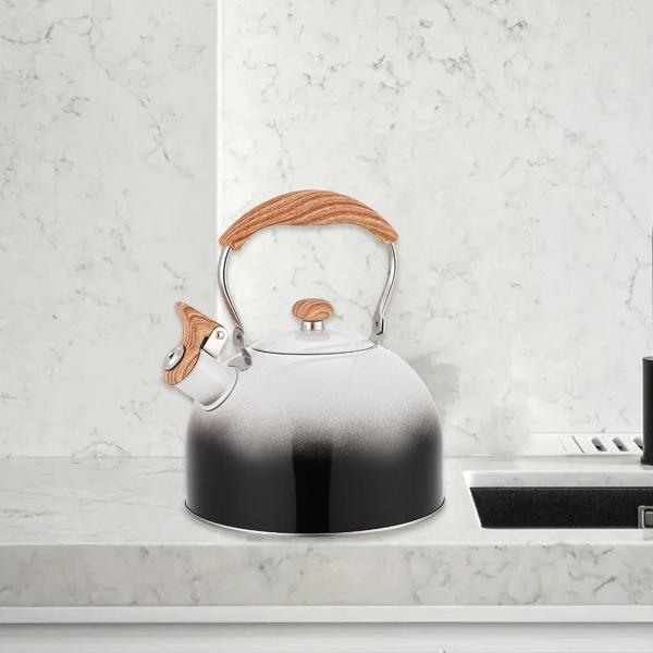 ホイッスルケトル 注ぎ口カバー付き コンロケトル ハイキング キャンプ アウトドア ブラック