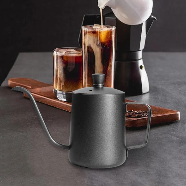 ケトル ハンドル付き グースネック注ぎ口 ステンレススチール バー キッチン用 350ml ブラック