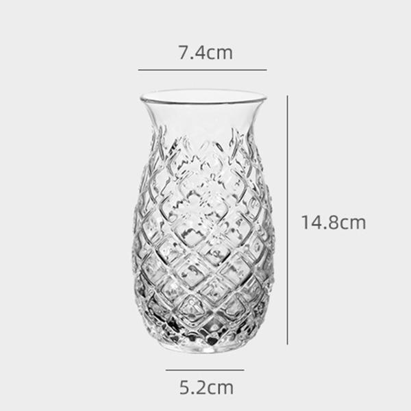 パイナップルガラス パイナップルウォーターカップ 再利用可能なマグガラス タンブラー 400ml ポータブル パイナップルカップ ジュース容器 子供 