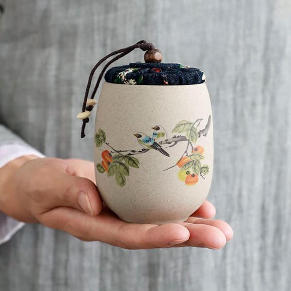 磁器茶筒茶コーヒー柿用小さなルースティー保存容器