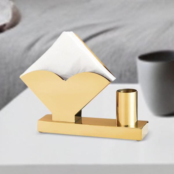 ナプキンホルダー 装飾スタンド ナプキンスタンド カウンタートップ レストラン パーティー用 ゴールド