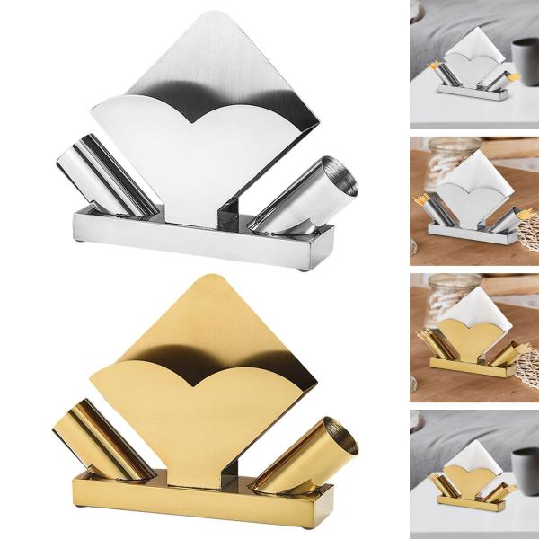 ティッシュディスペンサーラック ビュッフェカウンタートップ用 つまようじホルダー2個付き 結婚式用 銀色