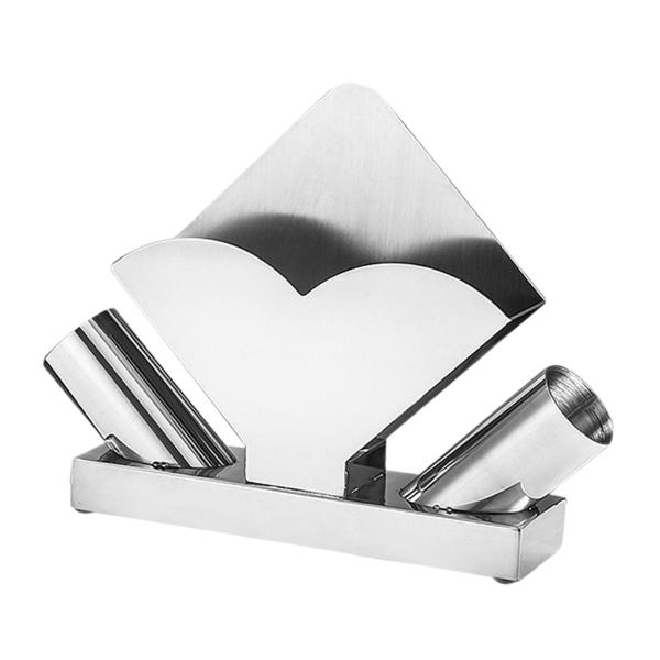 ティッシュディスペンサーラック ビュッフェカウンタートップ用 つまようじホルダー2個付き 結婚式用 銀色