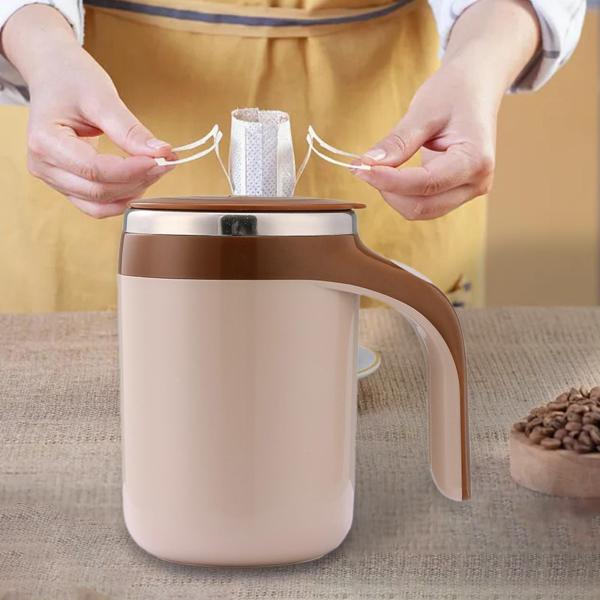 電動セルフミキシングコーヒーカップ セルフスターカップ キャンプ オフィス アウトドア用 ピンク