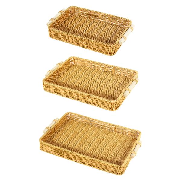 フルーツサービングバスケット フルーツバスケット ハンドル付き リビングルーム 卓上 家庭用 29.5cmx20cmx5cm