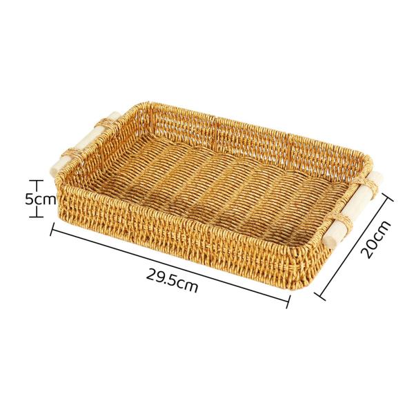 フルーツサービングバスケット フルーツバスケット ハンドル付き リビングルーム 卓上 家庭用 29.5cmx20cmx5cm