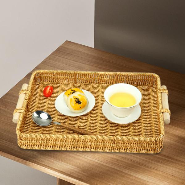 フルーツサービングバスケット フルーツバスケット ハンドル付き リビングルーム 卓上 家庭用 29.5cmx20cmx5cm