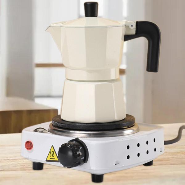 エスプレッソメーカー 多機能ポータブルモカポット 家庭用 キャンプ 旅行用 ホワイト