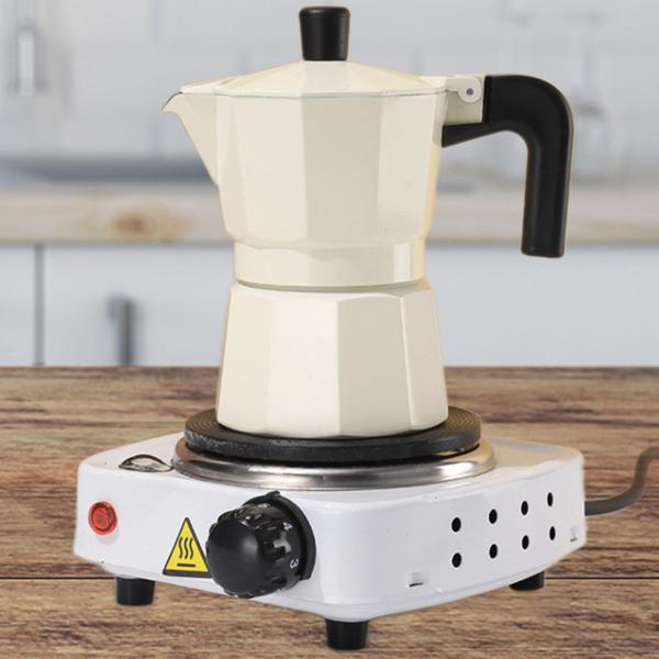 エスプレッソメーカー 多機能ポータブルモカポット 家庭用 キャンプ 旅行用 ホワイト