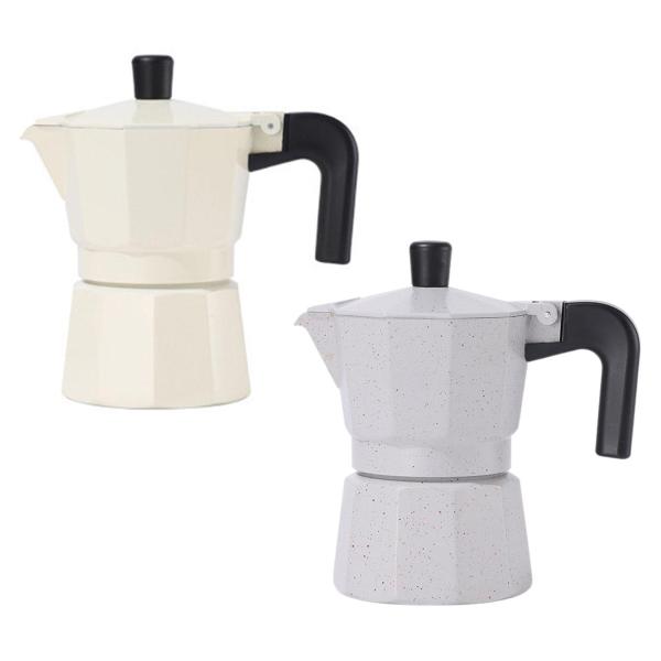 エスプレッソメーカー 多機能ポータブルモカポット 家庭用 キャンプ 旅行用 ホワイト