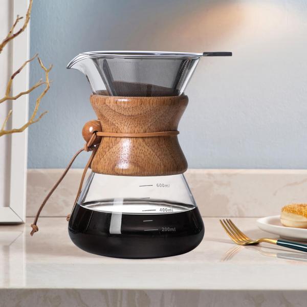 ドリップコーヒーメーカー ガラスコーヒーポット スケール付き ハンドドリップコーヒーポット 600ml