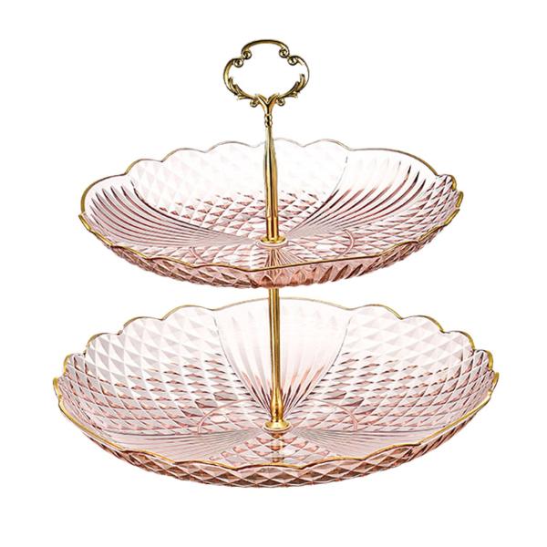 カップケーキスタンド ディスプレイプレート ペストリースタンド お祝い 商業 誕生日 ピンク 2層