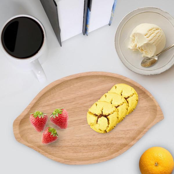 木製プレートカウンターオーガナイザー スナック、コーヒー、カップケーキ用の木製サービングトレイ 葉の形